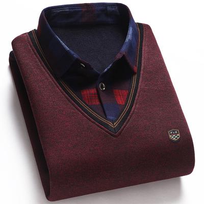Camicia da uomo con fondo comodo, imbottita, a quadri, in maglia