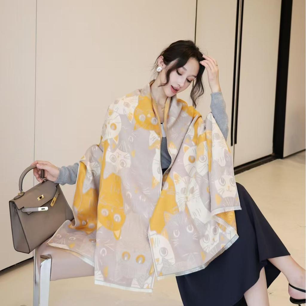 Women S Double Sided Faux Cashmere Warm Shawl Fashion Versatile Cape Scarf