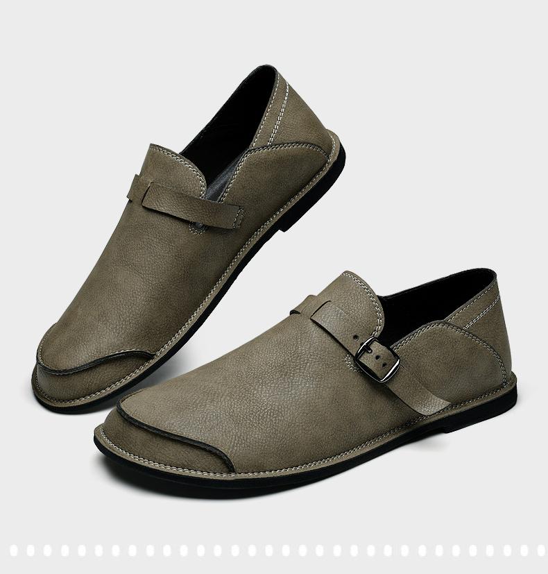 Genuine Leather Male Casual Shoes Handmade Mens Loafers Moccasins Breathable Slip on Driving Shoes Leisure Business Dress Flats