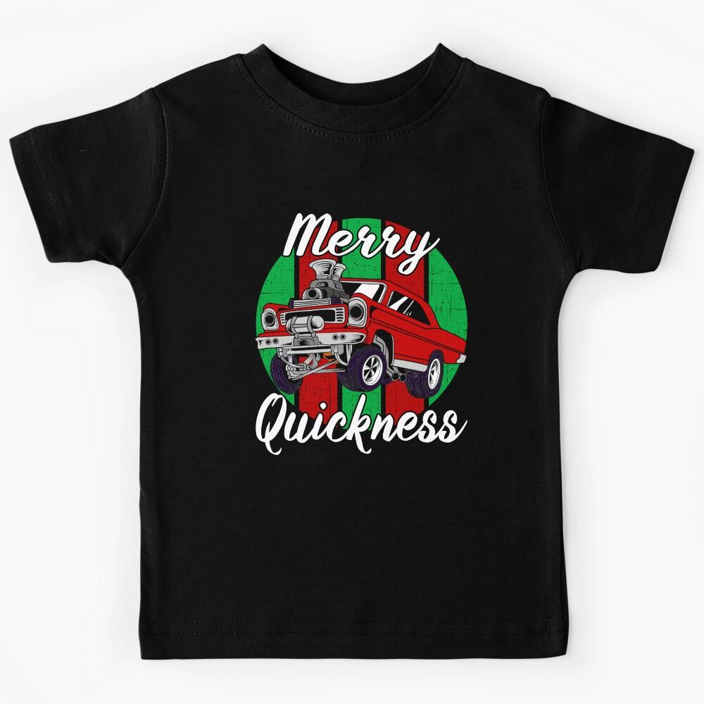 Merry Quickness Funny Christmas Vintage Hotrod Muscle Car Kids T-Shirt 160