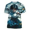 Mens Anime Water Warrior Girl 3D Print T Shirt Stylish Crew Neck Short Sleeve Casual Graphic