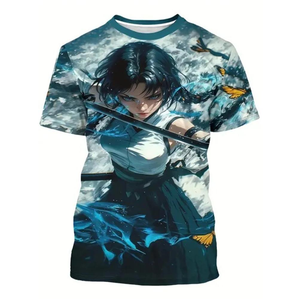 Mens Anime Water Warrior Girl 3D Print T Shirt Stylish Crew Neck Short Sleeve Casual Graphic