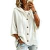 Women S Button Knit Hooded Cardigan Sweater Solid Color Casual