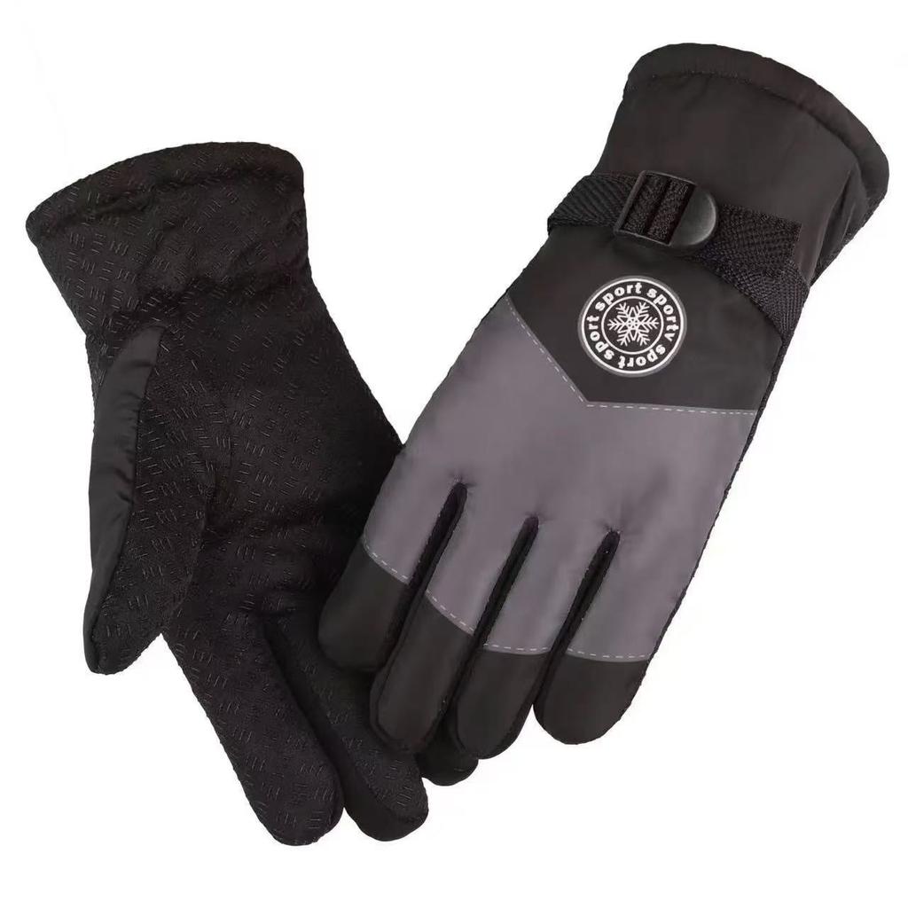 Men'S And Women'S Touch Screen Leather Gloves Winter Warm Waterproof Windproof Piled Thickened Outdoor Motorcycle Riding Gloves