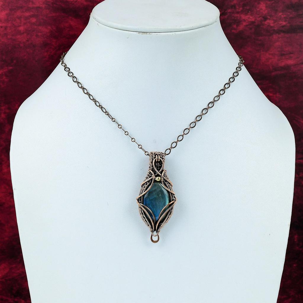 Labradorite Pendant Copper Wire Wrapped Handmade Jewelry Gemstone Pendant Natural Labradorite Jewelry Copper Wire Wrap Pendant Gifts For Her