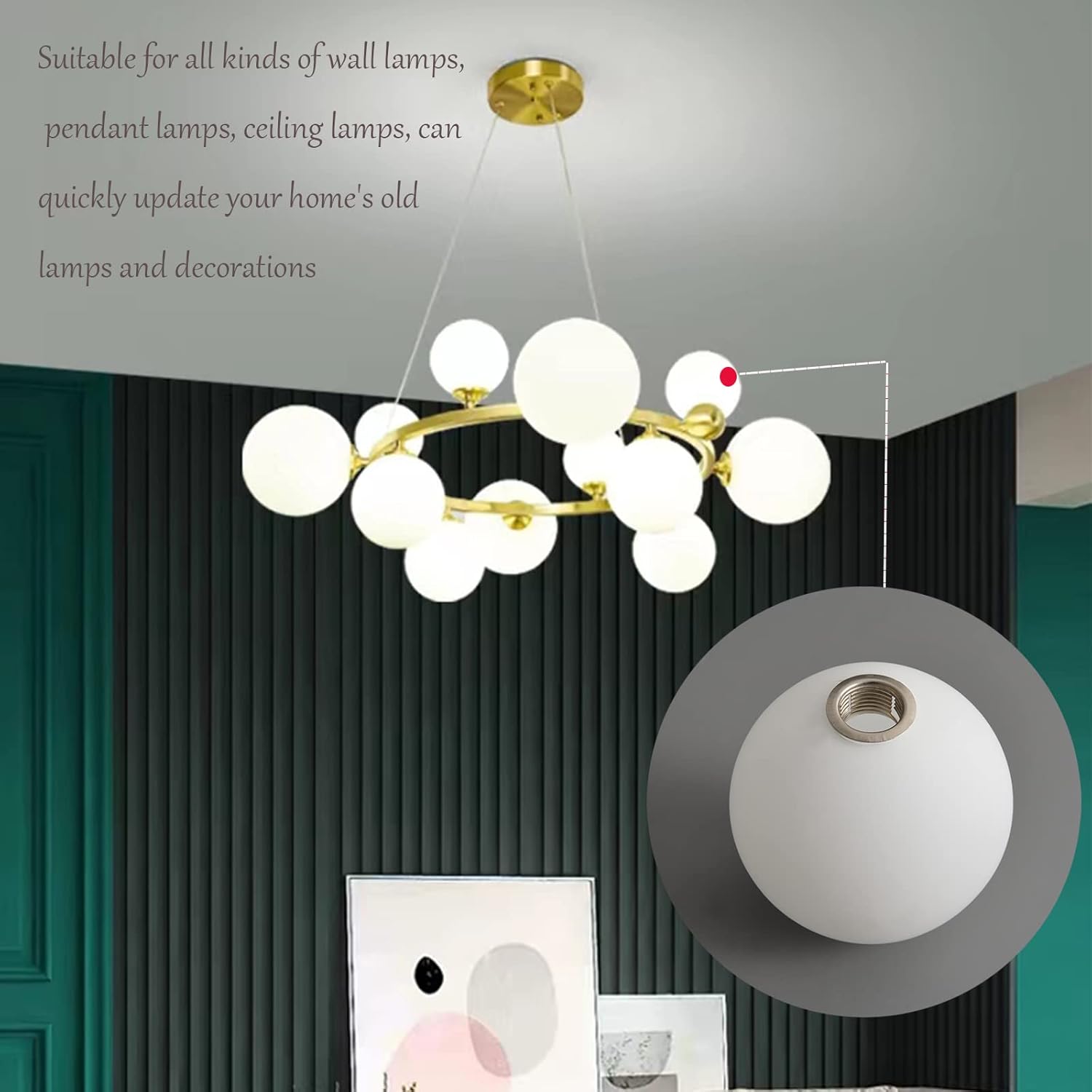 Стекло для замены абажура светильника, 4-дюймовый молочно-белый стеклянный купол, круглый шар, крепление 0,8 дюйма для замены лампы G9 (молочно-белый)