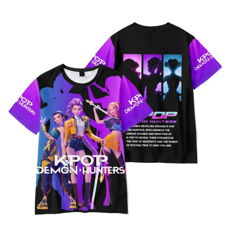KPop Vânătorii de Demoni Modă de Vară Tricou Confortabil Lejer cu Mânecă Scurtă Imprimat Periferic 3D pentru Copii