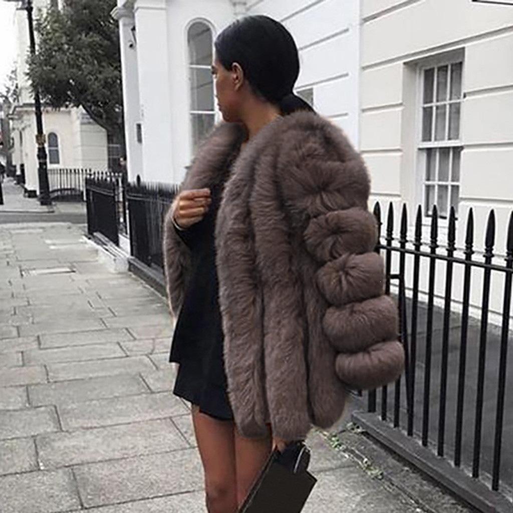 New imitation fur women's coat imitation fox hair medium and long splicing artificial fur one piece