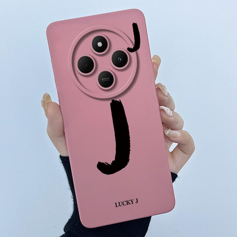 For Xiaomi Redmi 14C 4G A3Pro 4G/ Xiaomi Poco C75 4G M7 5G Case Lucky Initial Letter Liquid Soft Silicone Protective Cover Phone