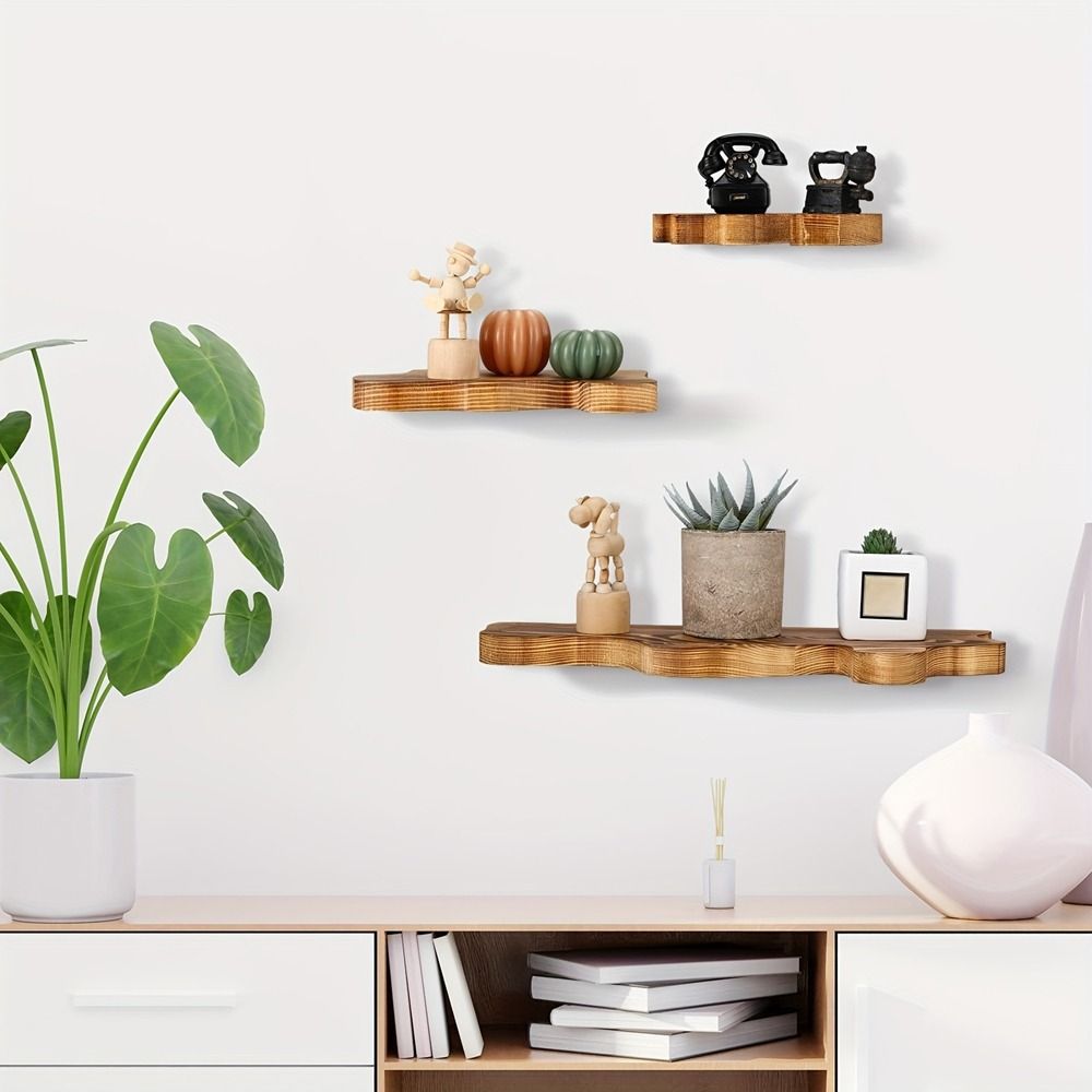 Wall Mounted Cloud Shaped Wall Display Shelves Wooden Picture Display Rack Plant Stand  Over Toilet
