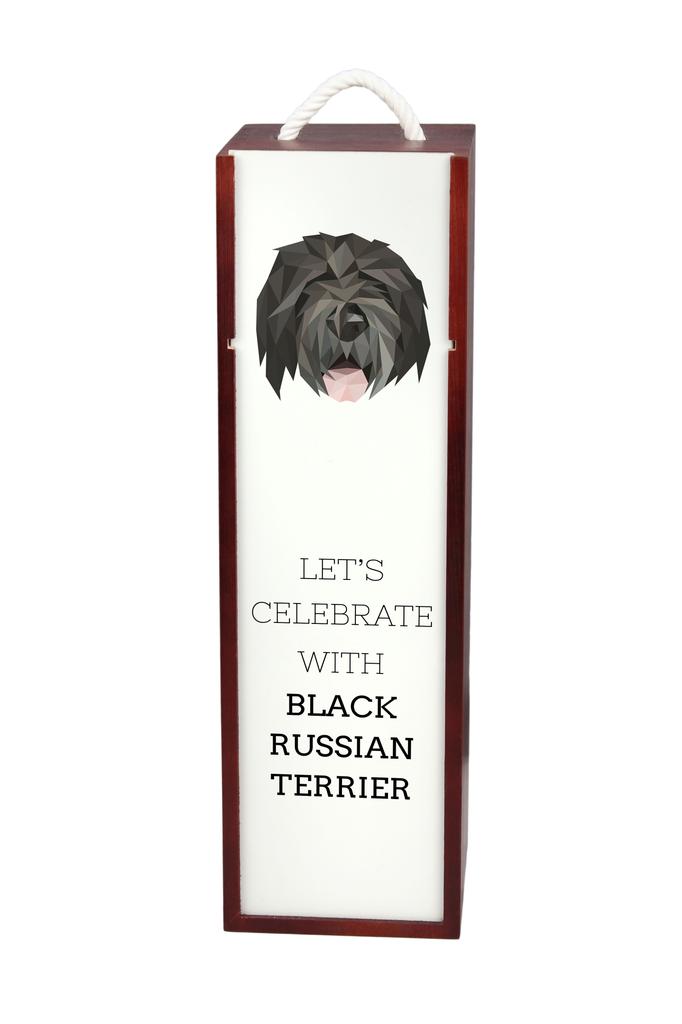 Czarny Terier Rosyjski, Russian Black Terrier - Geometryczne Pudełko Ze Zdjęciem I Napisem Na Wino Marki Art-Dog