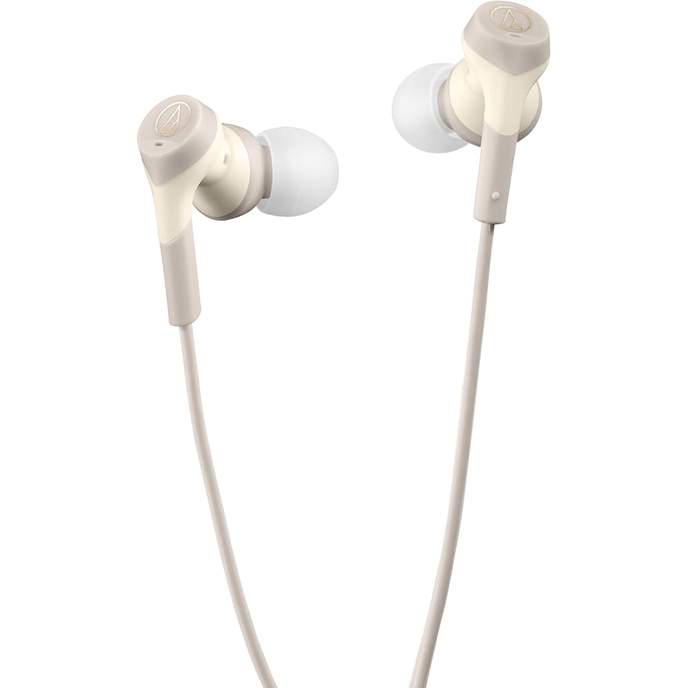 Audio-Technica ATH-CKS330NC BG Wired Earphones, Type-C, Noise Cancelling, 1.2m U-shaped Cord, No Latency, Microphone, Remote Control, Deep Bass, Close