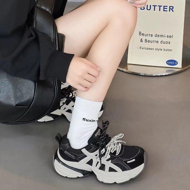 Super fire huge good-looking explosion thick-soled heightened gray dad shoes women's 2025 new casual sports shoes women's shoes