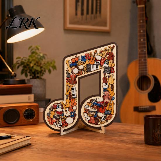 Precision Cut Wood Puzzle Musical Note Wooden Decoration, Instrument Jigsaw Puzzle, Decoration Family Night Challenge Game, Gift for Kids Adults Game