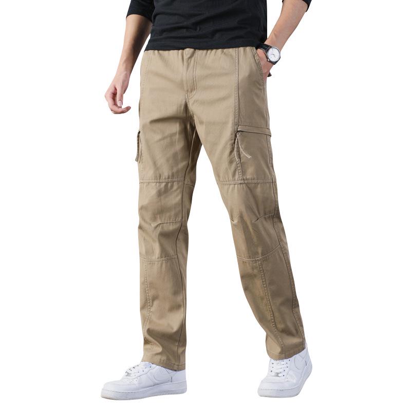 Men's Plus Size Loose Fit Elastic Waist Workwear Pants for Autumn and Winter.