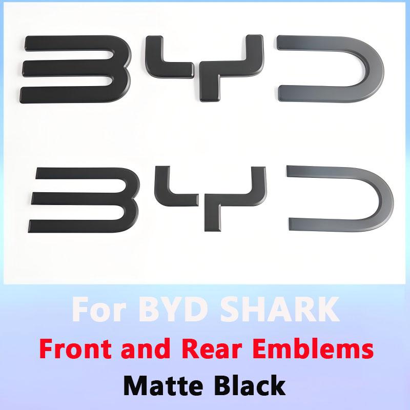 For BYD Shark 6 Accessories Black Car Label Sticker Car Front Logo Frame Head Bumper Decor 3D Sticker Cover