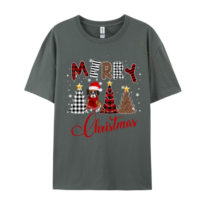 Świąteczny T-shirt z Psem Świętego Mikołaja Męski Humorystyczny Bawełniany T-shirt Męska Odzież T-shirty z Czapką Świętego Mikołaja Czarne Podstawowe T-shirty Męski T-shirt