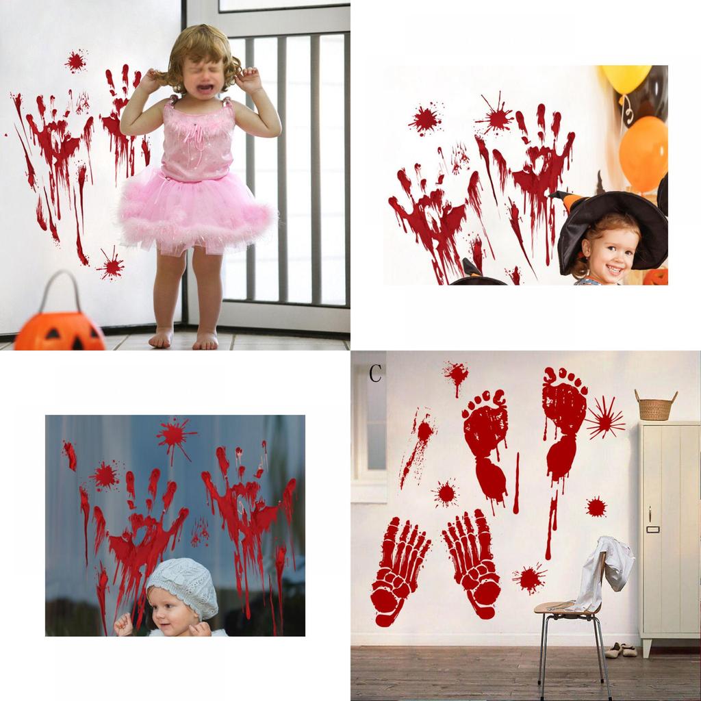 Trace Decoration Halloween Vinly Decal Blooding Handprint Sticker Bloody