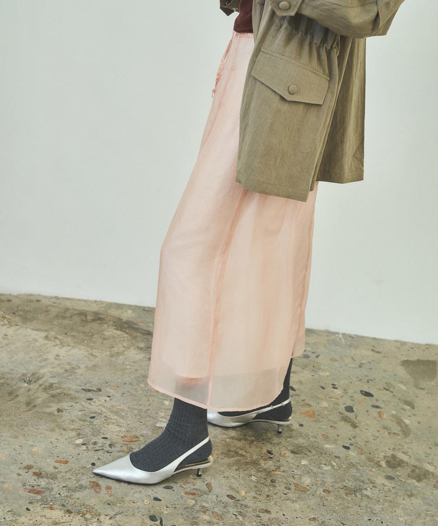 CITTA Utility Signature See-Through Layered Skirt_Cts613 (Orange Pink)