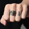 Eye of God Feather Ring for Men, High-end Index Finger Ring, Fashionable and Versatile Zinc Ring