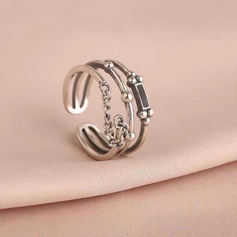 Foxanry Copper Color Multilayer Chain Rings For Women Couples Vintage Simple Creative Elegant Fashion Daily Party Jewelry Gifts