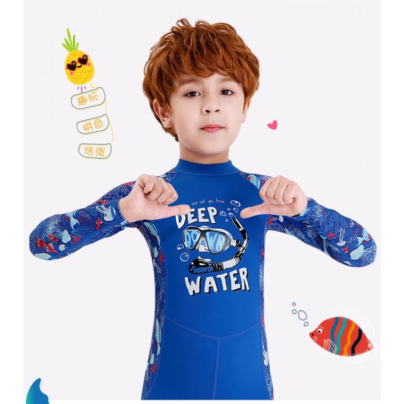 Kids UPF 50 Long Sleeve Rash Guard Swimsuit Snorkeling Swimming