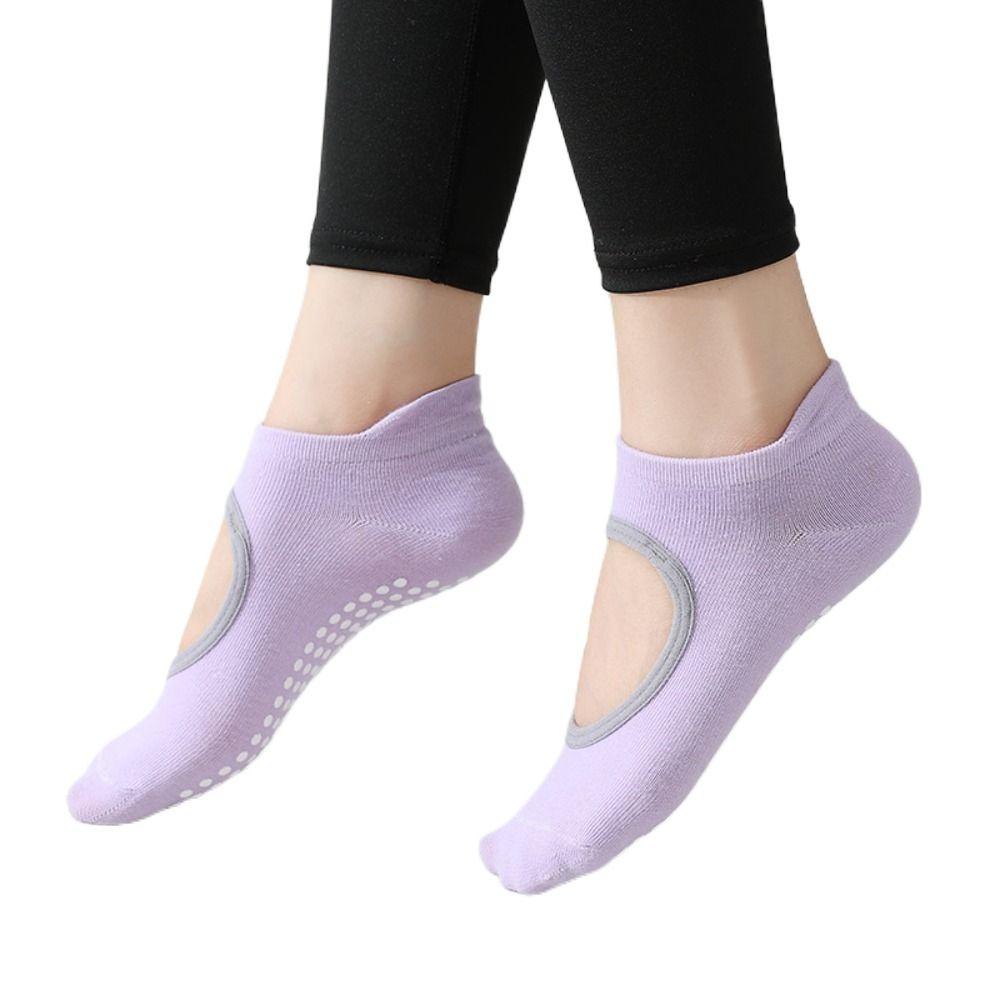 Backless Ballet Pilates Socks Dot Silicone Yoga Socks Fashion   Lady фиолетовый