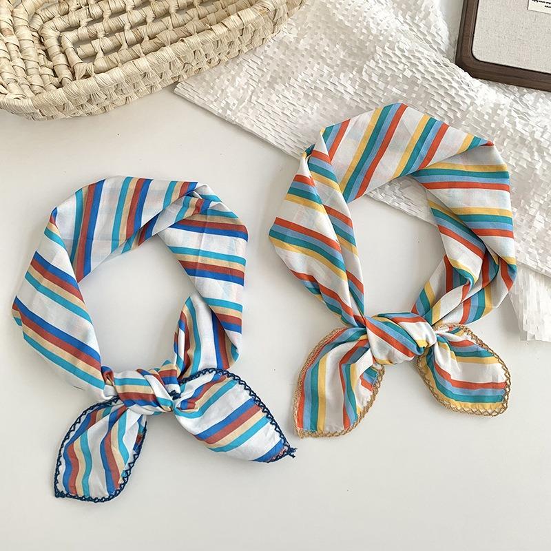 Headscarf summer women's pastoral art small floral versatile decorative small scarf silk scarf square scarf high-end hair accessories headgear