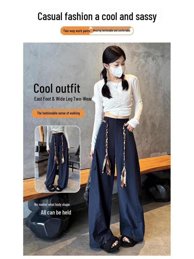 American Style Wide-Leg Woven Belt Pants: Women's 2026 Spring/Summer Casual Workwear