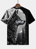 3D Wolf Mountain Forest Print Men'S Round Neck T-Shirt – Stylish Casual Summer Top for Outdoor Activities, Gym, Running & Everyday Wear, Comfortable