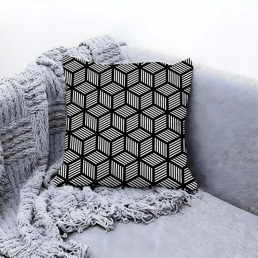 Trendy Creative Print 2 Design Cushion Cover Premium Comfort Reversible Pillow Cove In One Design For Any Room & Car Interior