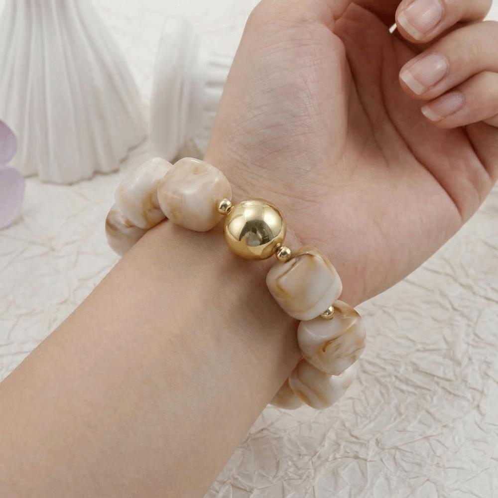 Acrylic Square Beads Bracelet Colorful Stack Hand Chain Elastic Geometric Bracelet Party Jewelry