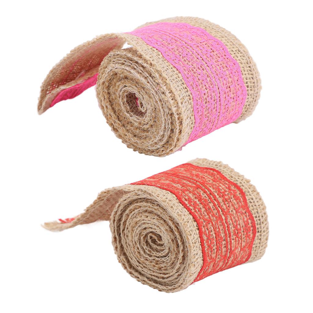 5 Rolls Burlap Lace Ribbon Decorative Jute Burlap Ribbon Roll for Crafts Festival Decor