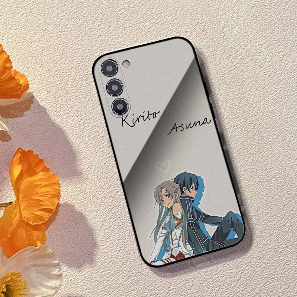 Sword Art Online kirito and asuna Phone Case Black Silicone Soft For Samsung Galaxy A73,A72,A71,A70,A53,A52,A51