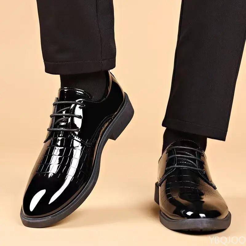 Men's luxury leather Shoes Casual business soft soled Loafers Anti slip elderly dad shoes Low heel comfortable Male formal shoe