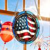 USA American Flag Patriotic Stained Glass Acrylic Puzzle Suncatcher Ornament, Red White And Blue Stars And Stripes Design, Prism Light Refraction Hang