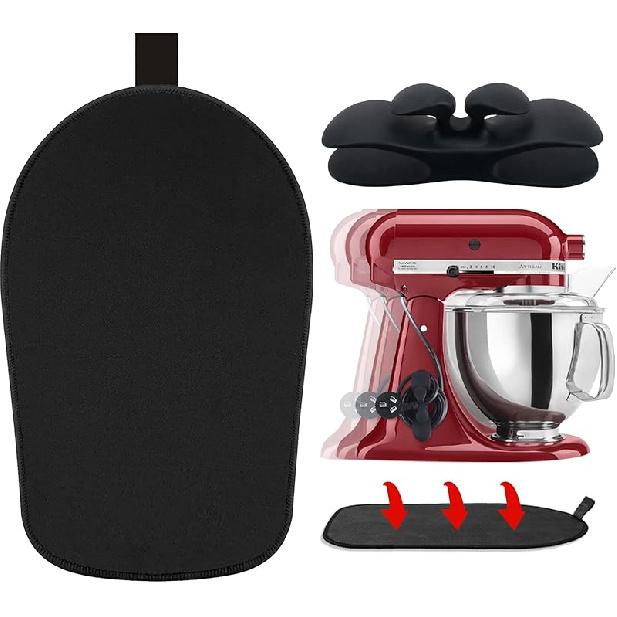 Коврик-слайдер для миксера для кухонного комбайна KitchenAid, коврик-слайдер с гибким органайзером для шнура для приборов KitchenAid 6-8 кварт, коврик-слайдер для аэрофритюрницы (6-8 кварт, Fit for 4.5-5 Qt + Black