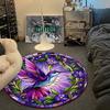 Rustic Round Floral Multicolor Carpet, Non-Slip Floor Mat for Office