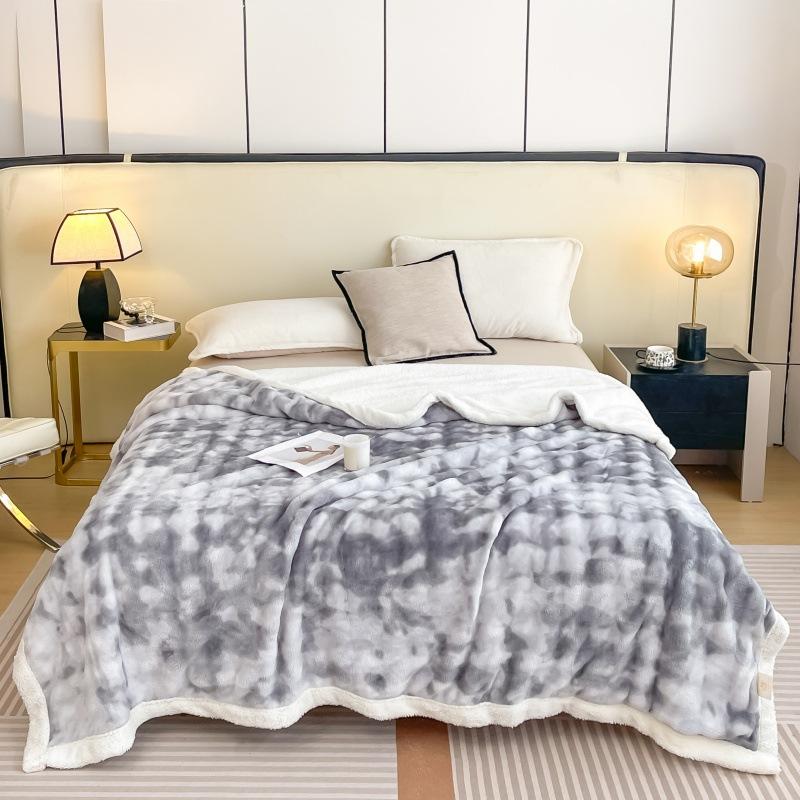 Nordic Style Bubble Lamb Wool Double-layer Blanket Four Season Universal Plush Thickened Multifunctional Public Room Nap Blanket