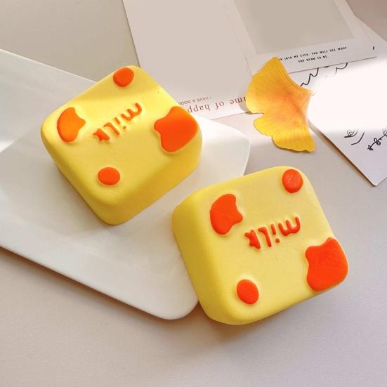 Simulation Milk Brick Squeeze Toy Stress Relief Milk Pudding Sensory Toy Simulated Food Pinch Fidget Toy Decompression Tools