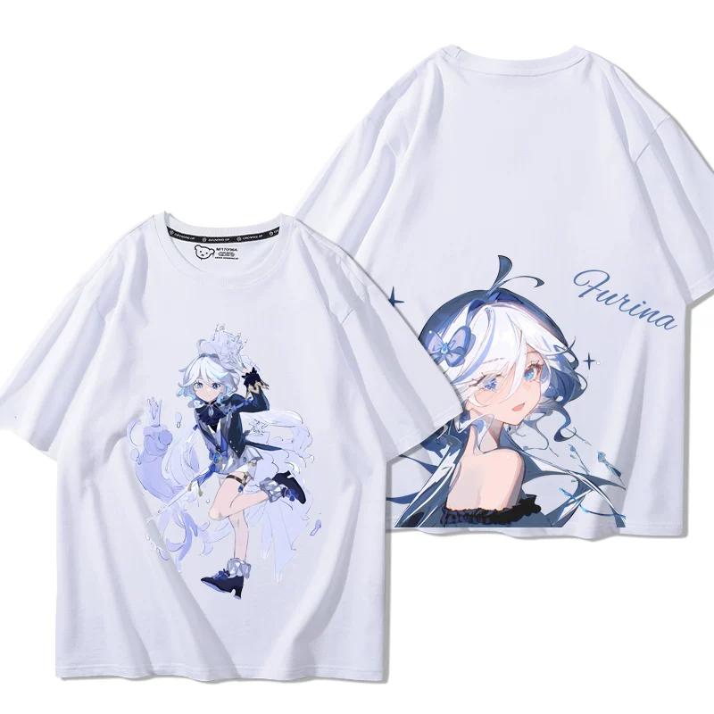 Popolari T-shirt da Uomo Genshin Impact Furina Stampa 3D Manica Corta Magliette Moda Uomo Donna Girocollo Top Abbigliamento Estivo