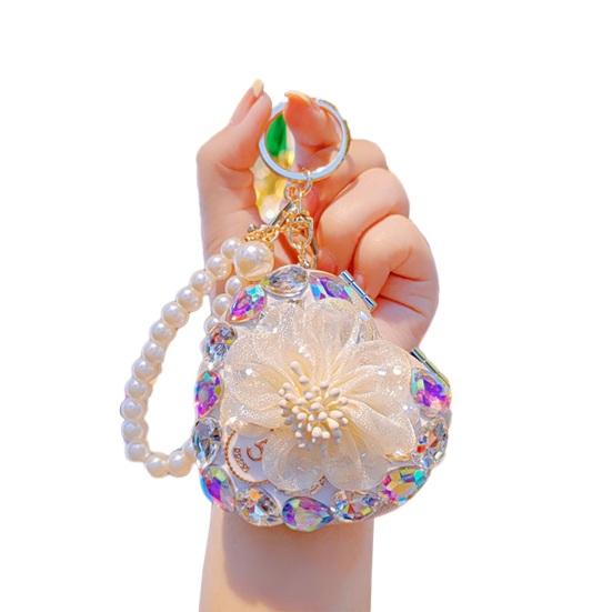 

Женская складная зеркальце-брелок со стразами, зеркальце для макияжа с цепочкой из искусственного жемчуга, портативный маленький складной зеркальце-подвеска для подкрашивания, модный аксессуар 1