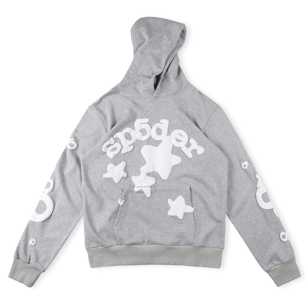 European and American Trendy Brand Sp5der Spider Web Print Hooded Sweater for Men and Women Loose Heavy Fleece Hip Hop Couple Hoodie