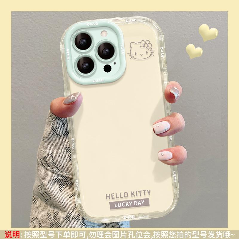 Kt cat bracket is suitable for Apple 16 fulcrum mobile phone case 13promax cute anti-drop 15 jelly cream case 17 women