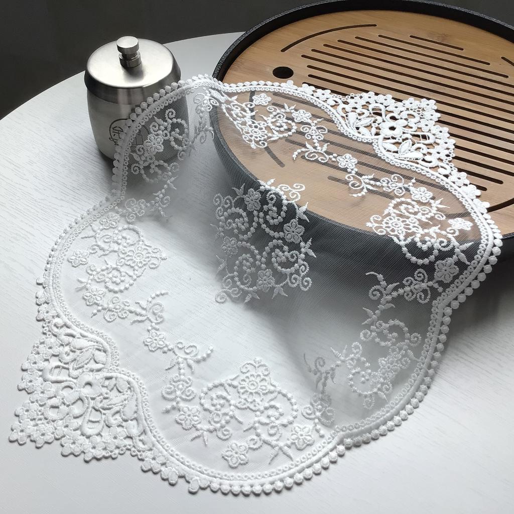 1PCS French Retro Lace Embroidery Table Decoration Napkin Mat Vase Mat 31X42CM