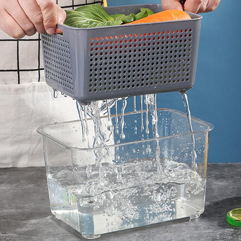 Large Capacity Refrigerator Food Crisper Vegetable Fruit Storage Box for Kitchen Draining Basket Food Seal Boxes Food Storage