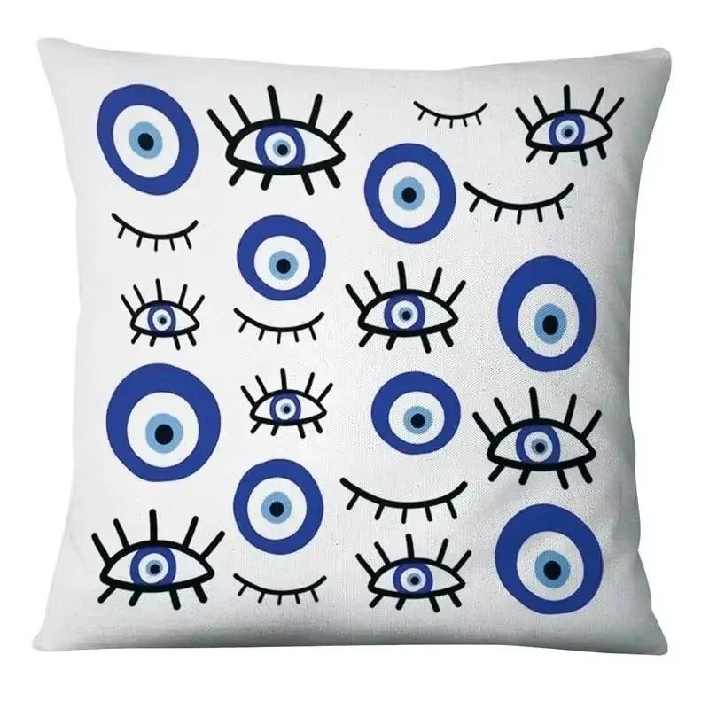 Home Decor Evil Eye Hamsa Pattern Cushion Covers Pattern Cushion Cover Suitable For Sofa Bedroom Car Pillow Cover 30x30cm
