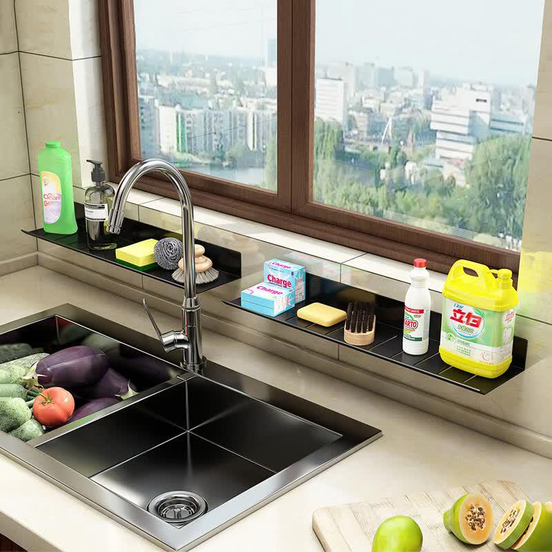 Wall-Mounted Aluminum Bathroom Organizer Shelf