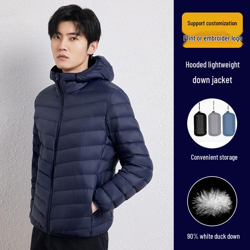

Men s Customizable Lightweight Hooded Down Jacket with Logo for Electronics Tech Company 2XL