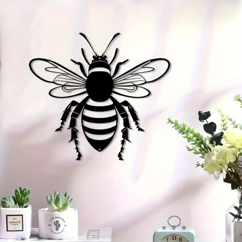 Metal Wall Art Bee, Iron Outdoor Sculpture, Garden Balcony Living Room Indoor Home Decor